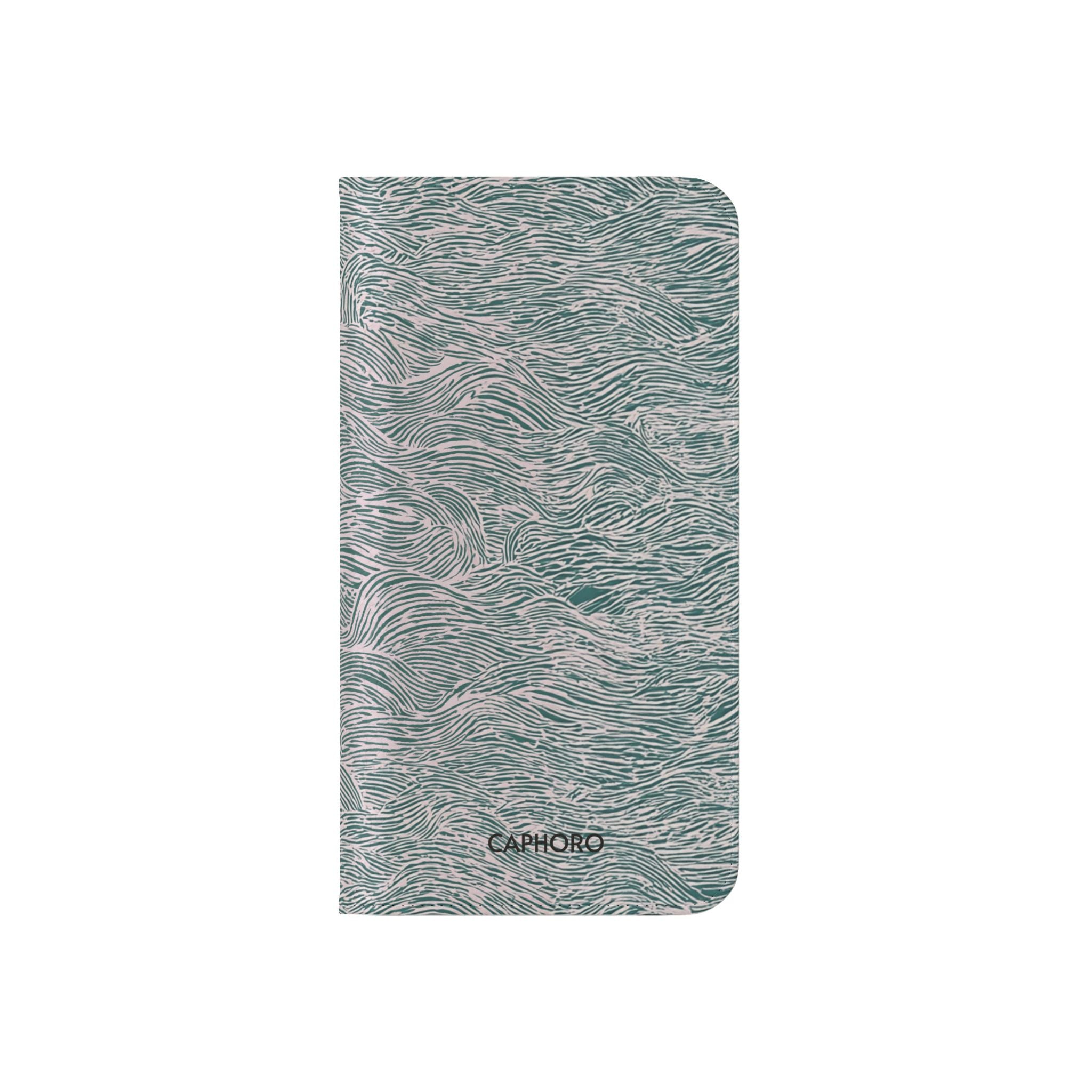 Marbled Teal Flip Phone Case — Textured Wallet Cover with Card Slots