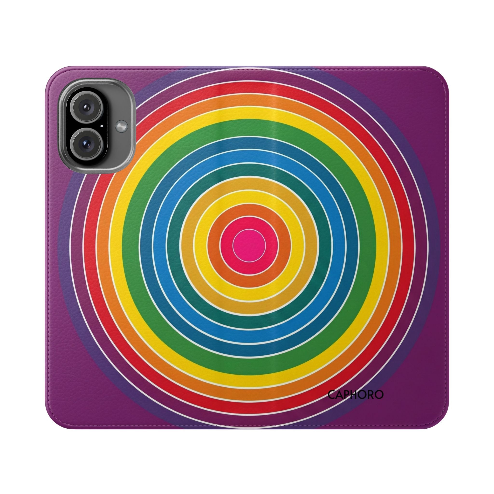 Flip Phone Case — Retro Rainbow Target Wallet Flip Case