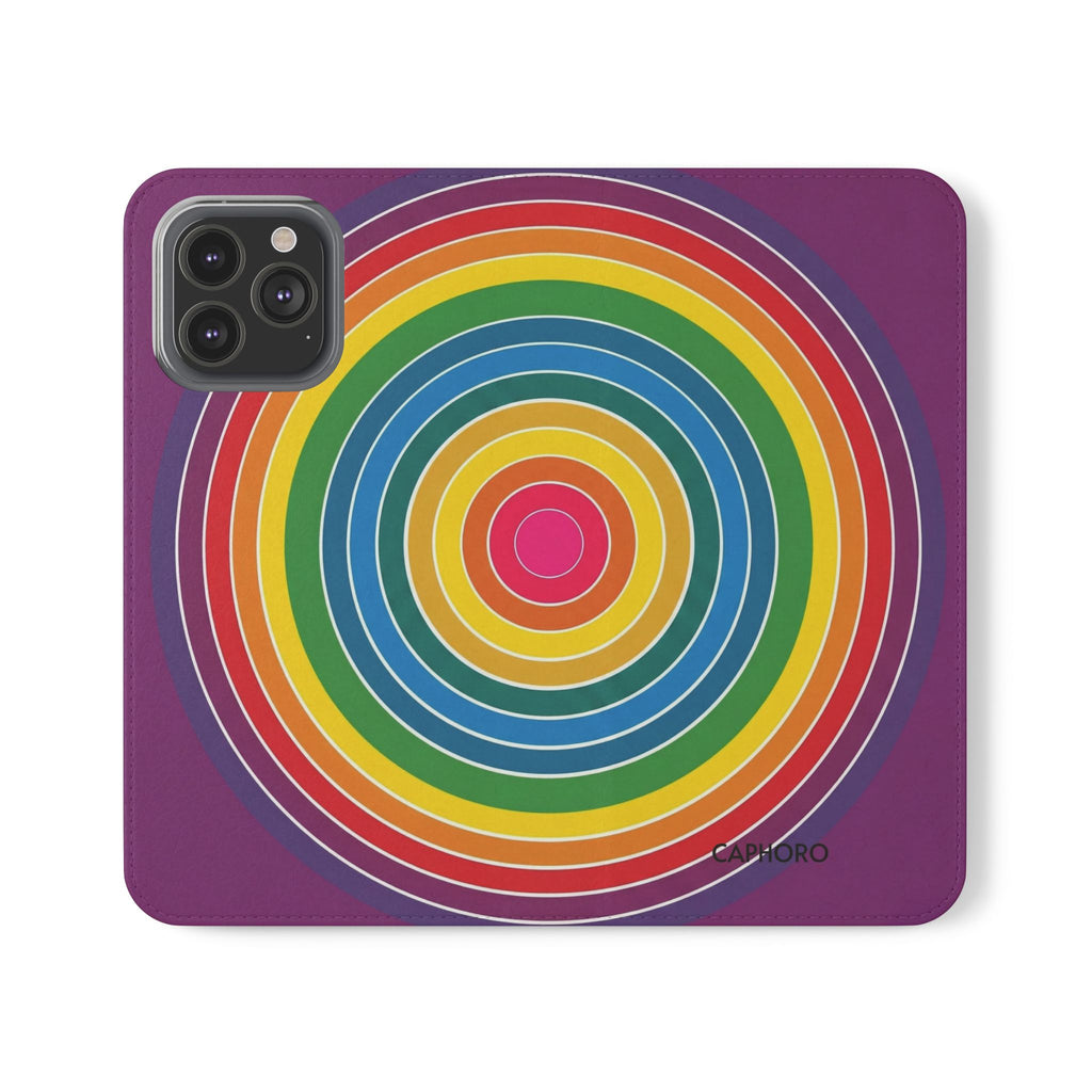 Flip Phone Case — Retro Rainbow Target Wallet Flip Case