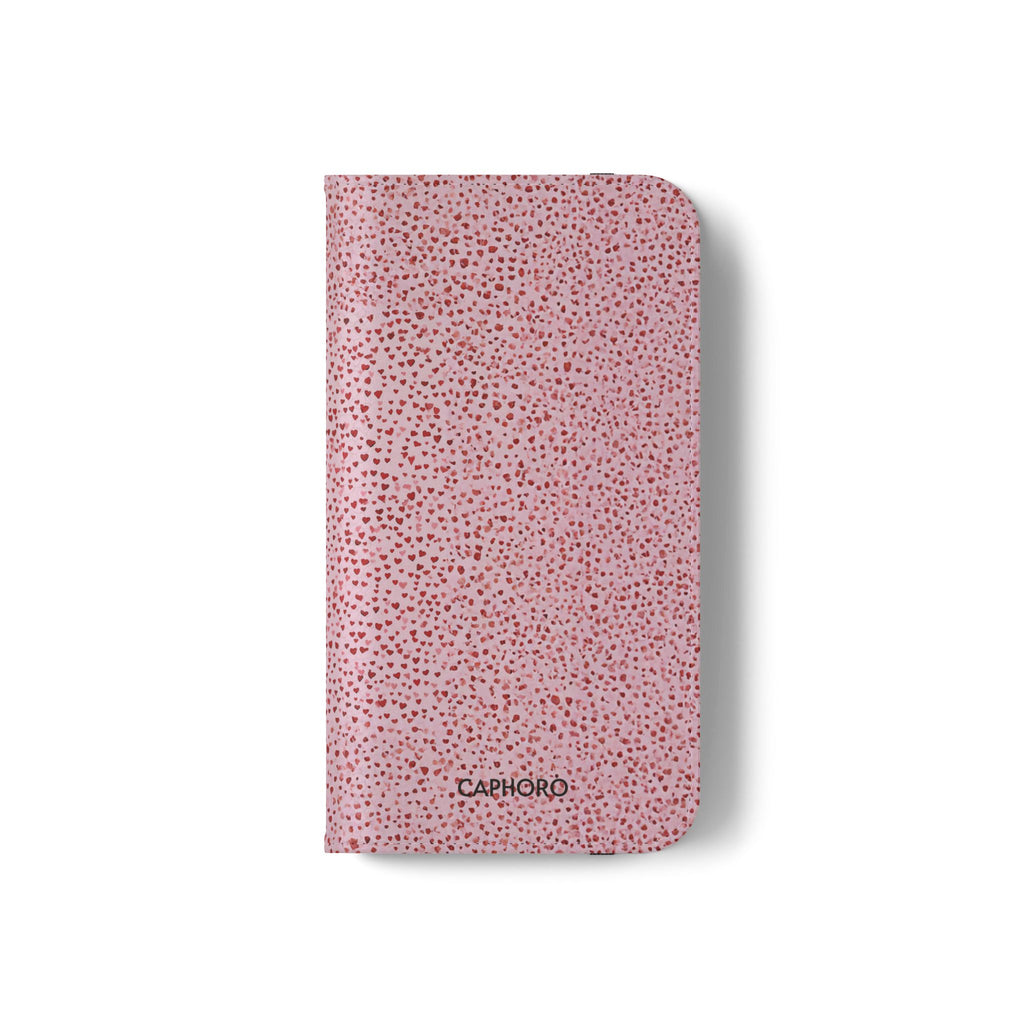 Pink Textured Leather Flip Phone Case – Card Slot Wallet Cover
