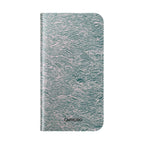Marbled Teal Flip Phone Case — Textured Wallet Cover with Card Slots