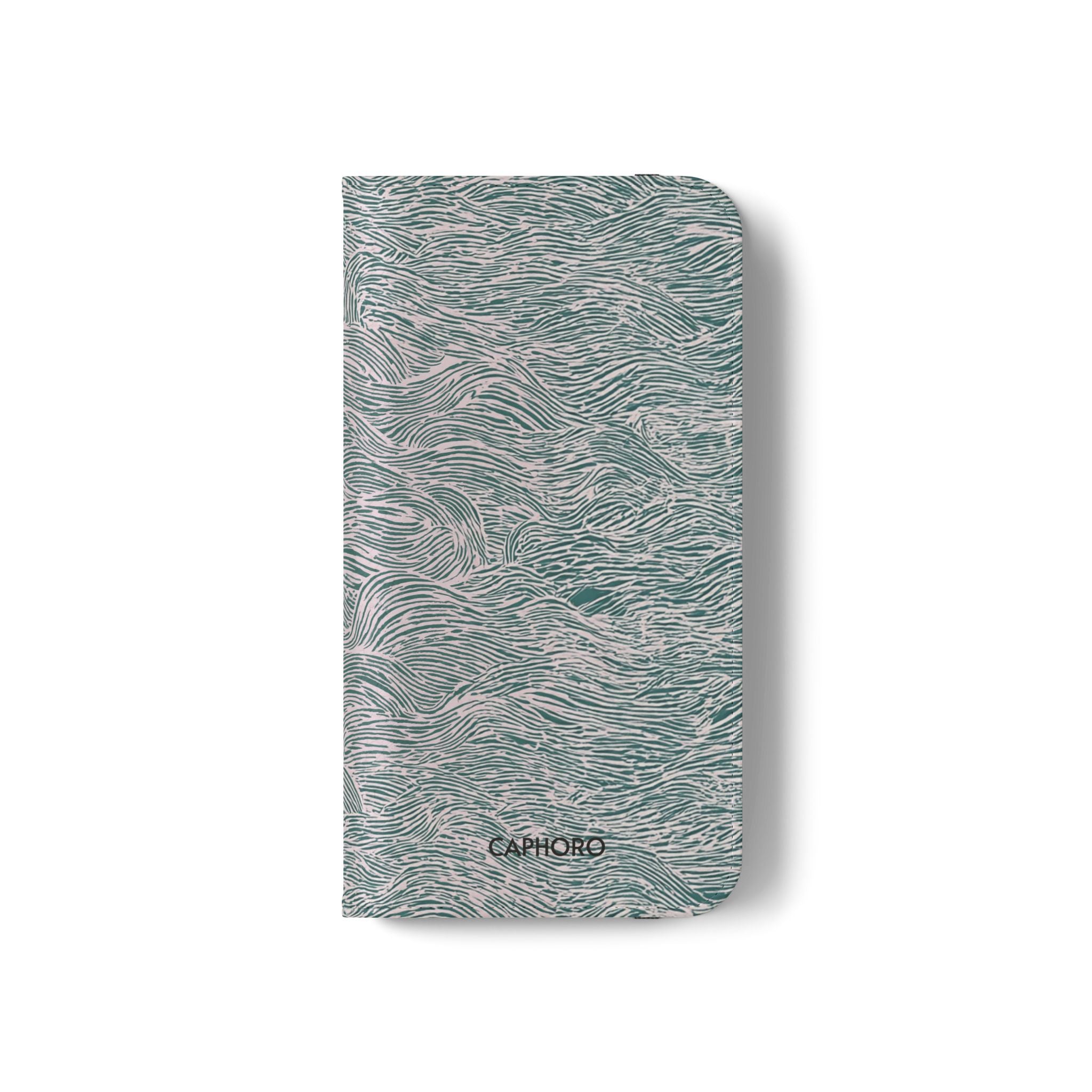 Marbled Teal Flip Phone Case — Textured Wallet Cover with Card Slots