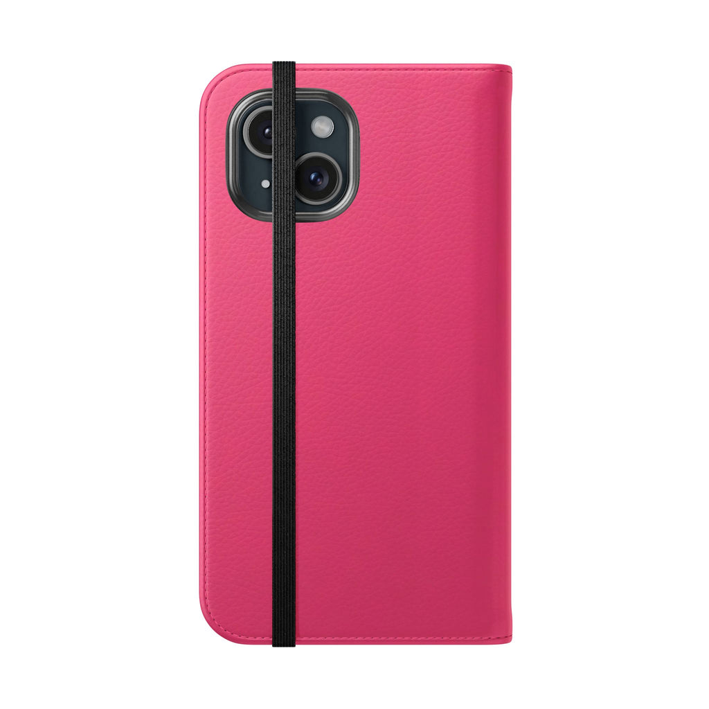 Pink Leather Flip Phone Case with Card Slots — Magnetic Wallet Cover
