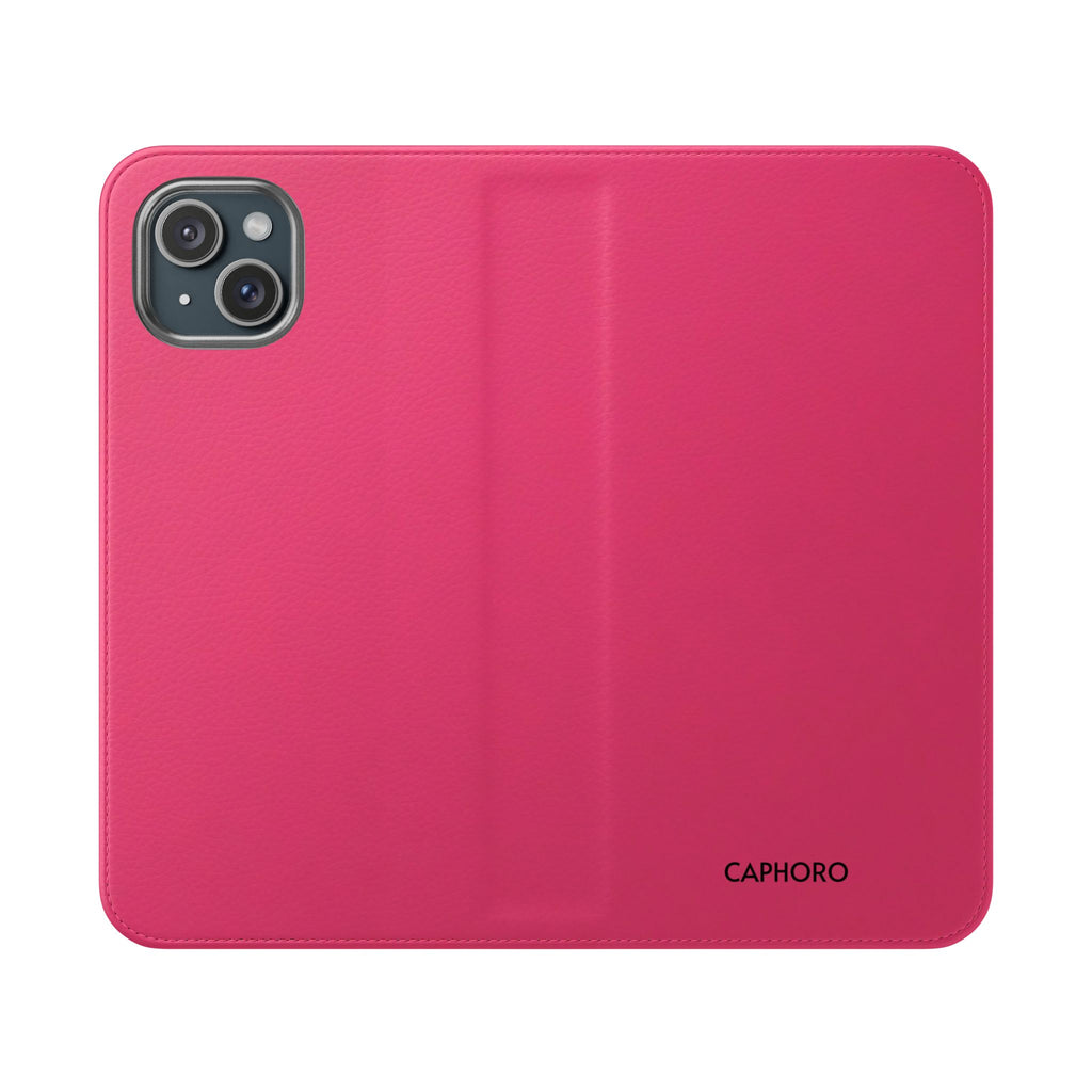 Pink Leather Flip Phone Case with Card Slots — Magnetic Wallet Cover