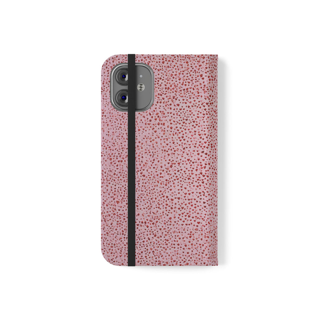 Pink Textured Leather Flip Phone Case – Card Slot Wallet Cover