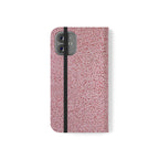 Pink Textured Leather Flip Phone Case – Card Slot Wallet Cover