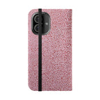 Pink Textured Leather Flip Phone Case – Card Slot Wallet Cover