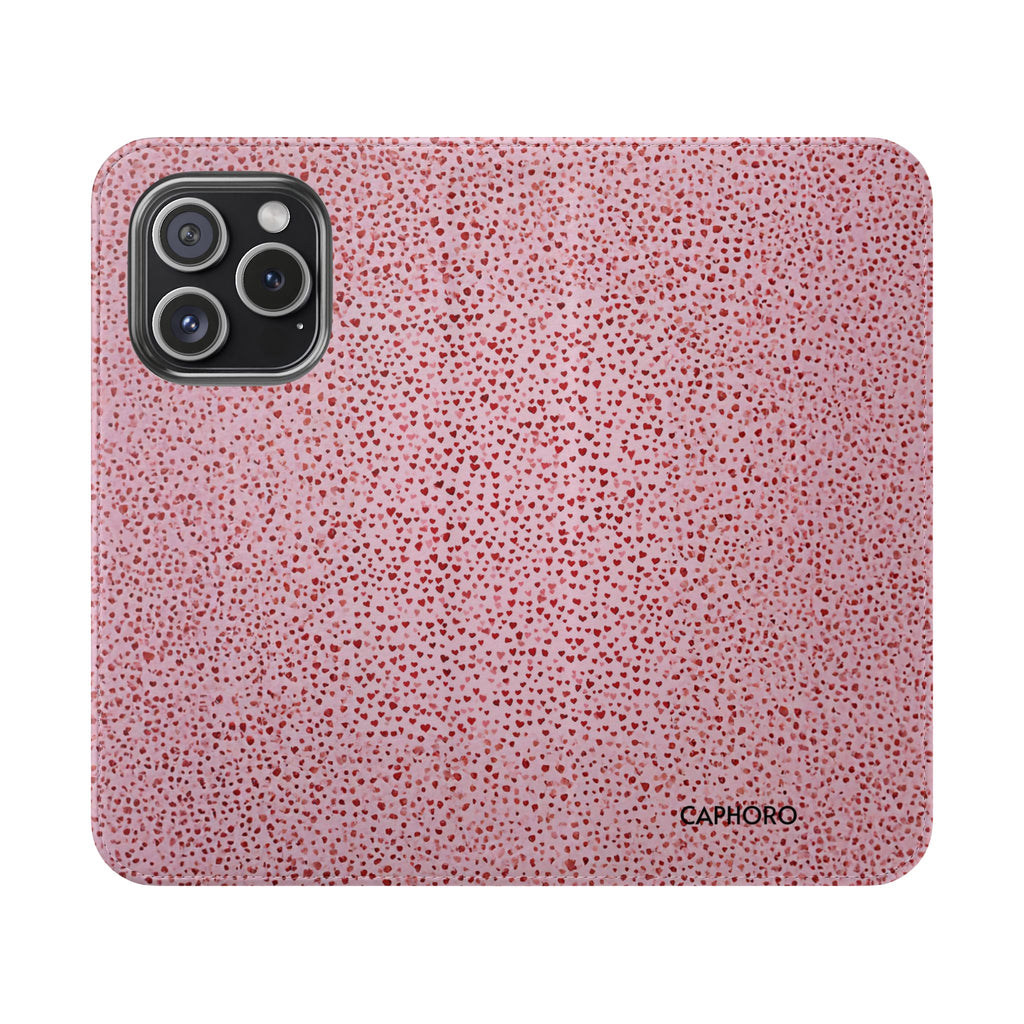 Pink Textured Leather Flip Phone Case – Card Slot Wallet Cover