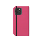 Pink Leather Flip Phone Case with Card Slots — Magnetic Wallet Cover