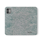 Marbled Teal Flip Phone Case — Textured Wallet Cover with Card Slots