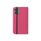 Pink Leather Flip Phone Case with Card Slots — Magnetic Wallet Cover