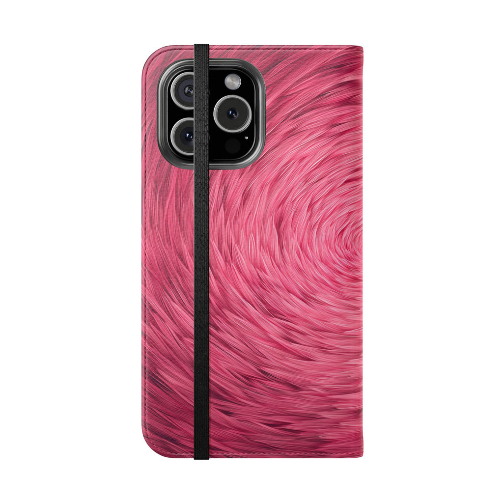 Pink Swirl Fur Flip Phone Case
