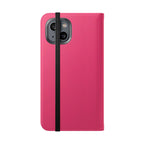 Pink Leather Flip Phone Case with Card Slots — Magnetic Wallet Cover