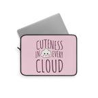 Cuteness In Every Cloud Pink Laptop Sleeve — Kawaii Cloud Laptop Case