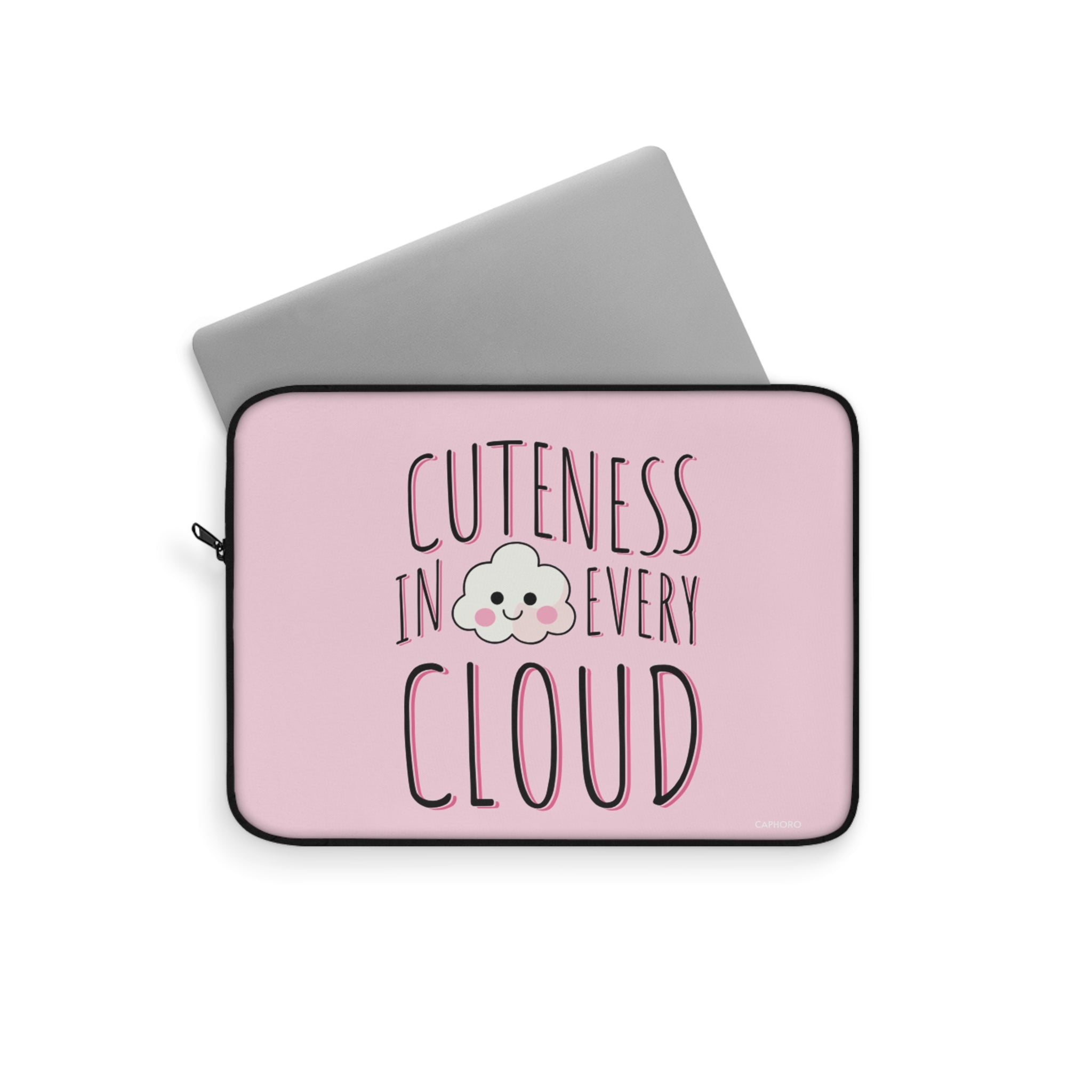 Cuteness In Every Cloud Pink Laptop Sleeve — Kawaii Cloud Laptop Case