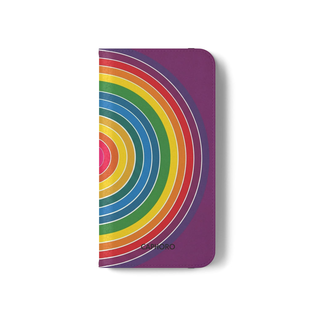 Flip Phone Case — Retro Rainbow Target Wallet Flip Case