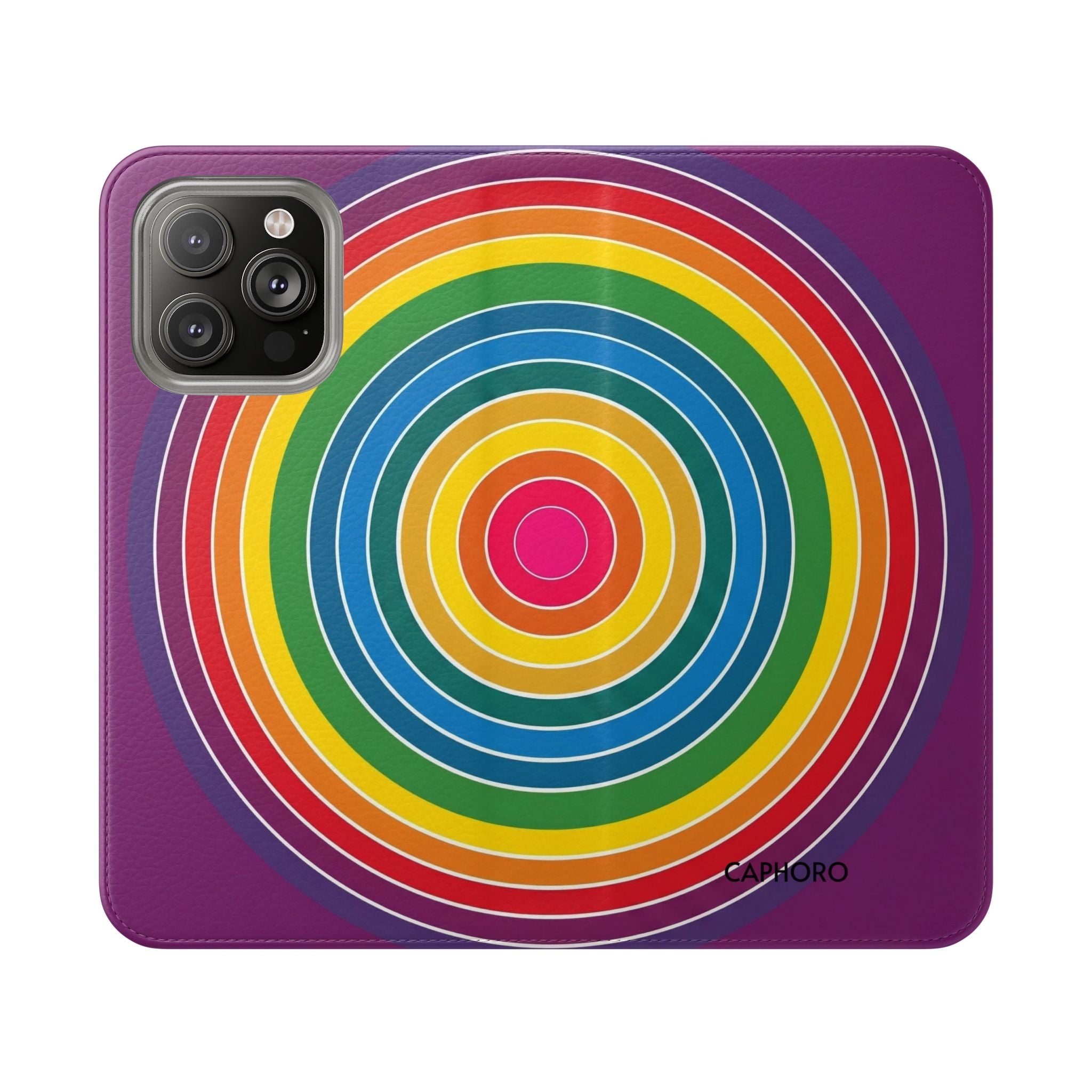 Flip Phone Case — Retro Rainbow Target Wallet Flip Case