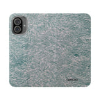 Marbled Teal Flip Phone Case — Textured Wallet Cover with Card Slots