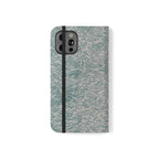 Marbled Teal Flip Phone Case — Textured Wallet Cover with Card Slots