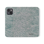 Marbled Teal Flip Phone Case — Textured Wallet Cover with Card Slots