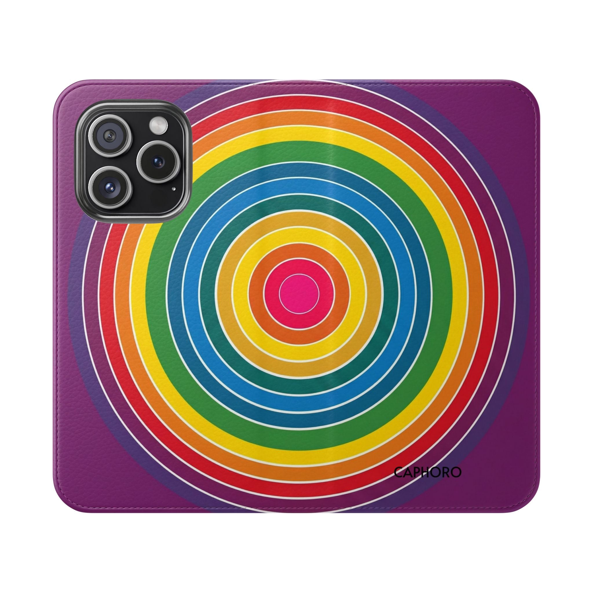 Flip Phone Case — Retro Rainbow Target Wallet Flip Case