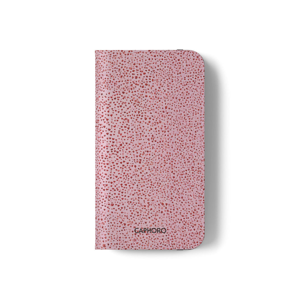 Pink Textured Leather Flip Phone Case – Card Slot Wallet Cover