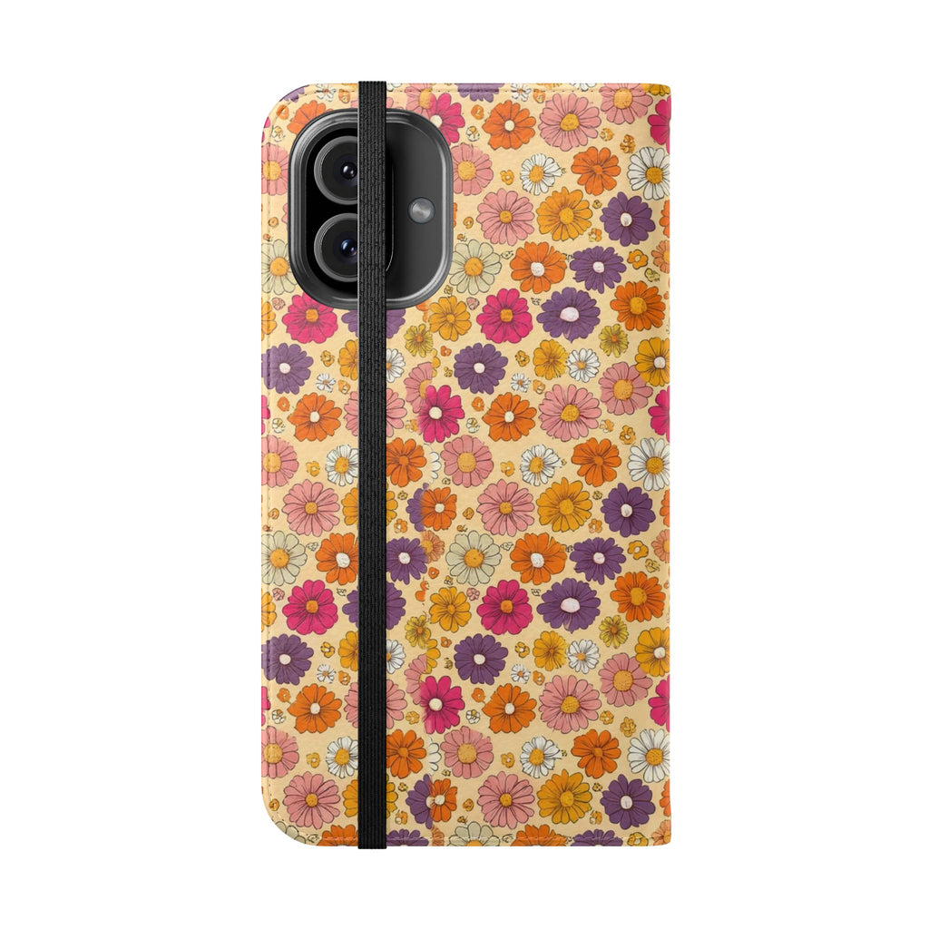 Retro Floral Flip Phone Case — Wallet Flip Case with Card Slots