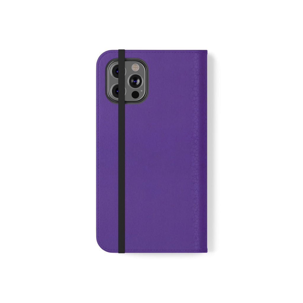 Purple Leather Flip Phone Case with Card Slots — Wallet Folio Case for iPhone