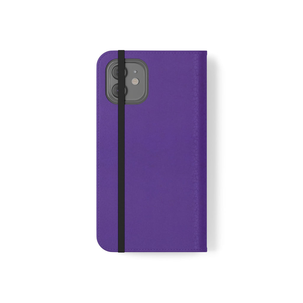 Purple Leather Flip Phone Case with Card Slots — Wallet Folio Case for iPhone