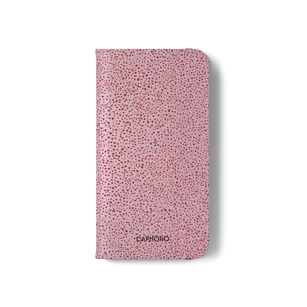 Pink Textured Leather Flip Phone Case – Card Slot Wallet Cover