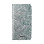 Marbled Teal Flip Phone Case — Textured Wallet Cover with Card Slots