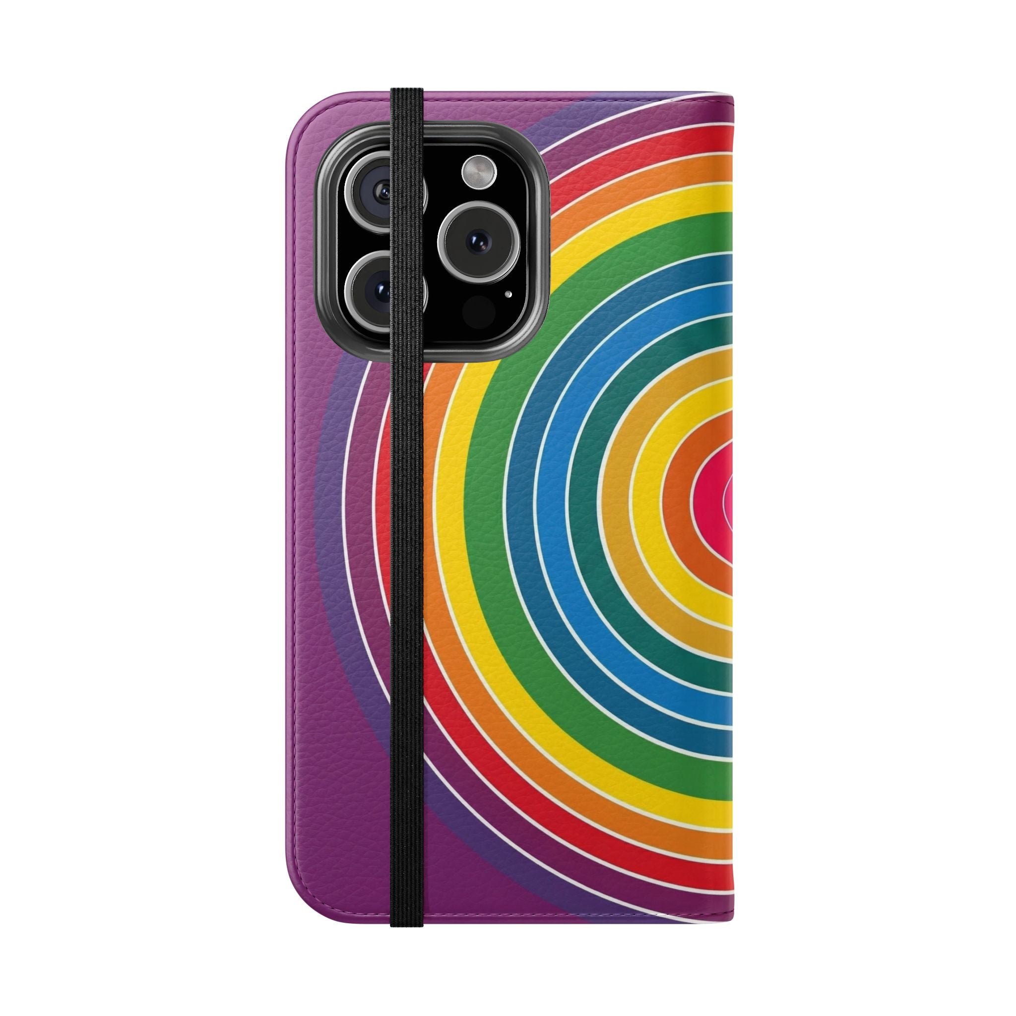 Flip Phone Case — Retro Rainbow Target Wallet Flip Case