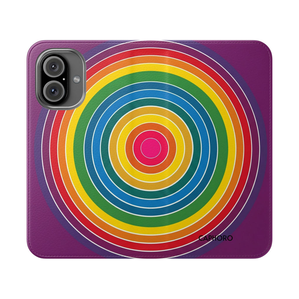 Flip Phone Case — Retro Rainbow Target Wallet Flip Case
