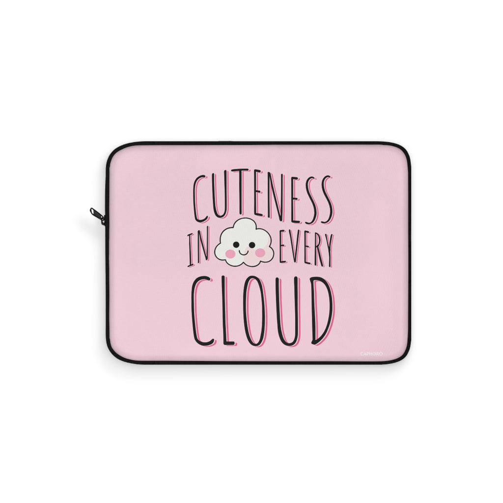 Cuteness In Every Cloud Pink Laptop Sleeve — Kawaii Cloud Laptop Case