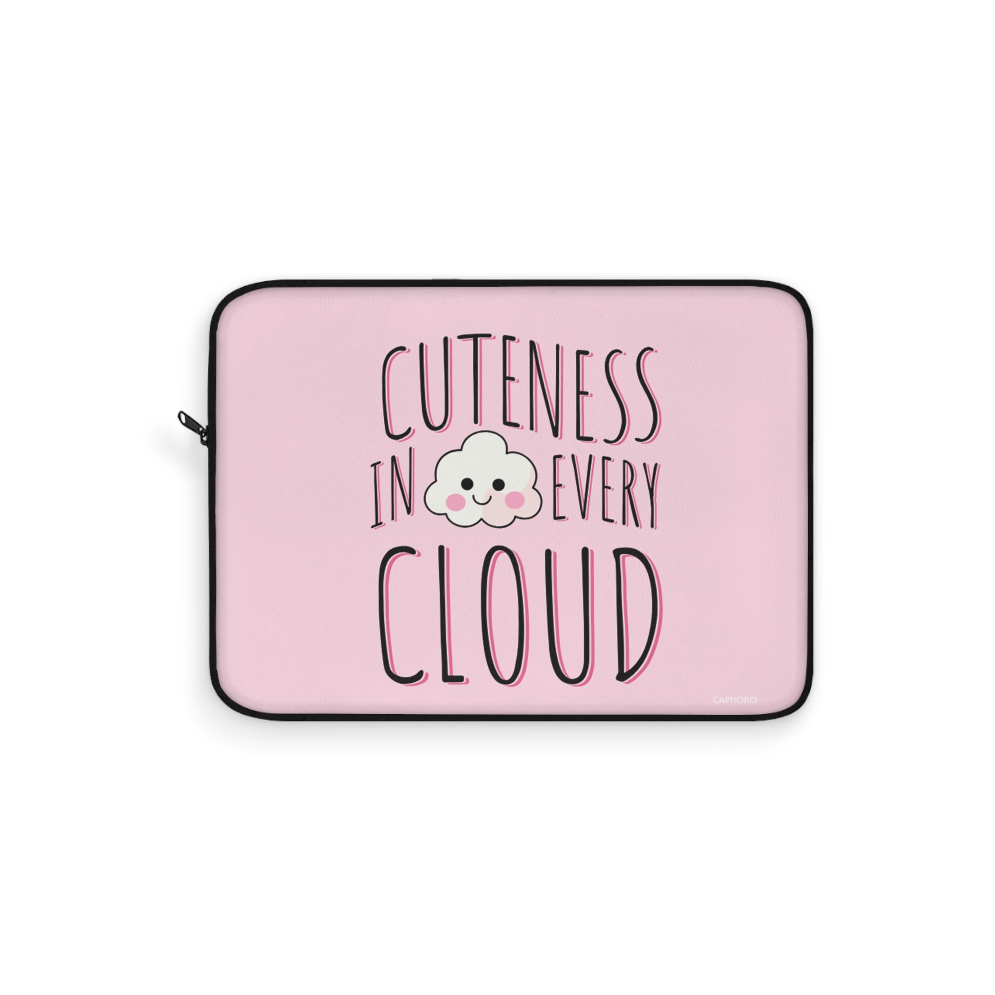 Cuteness In Every Cloud Pink Laptop Sleeve — Kawaii Cloud Laptop Case