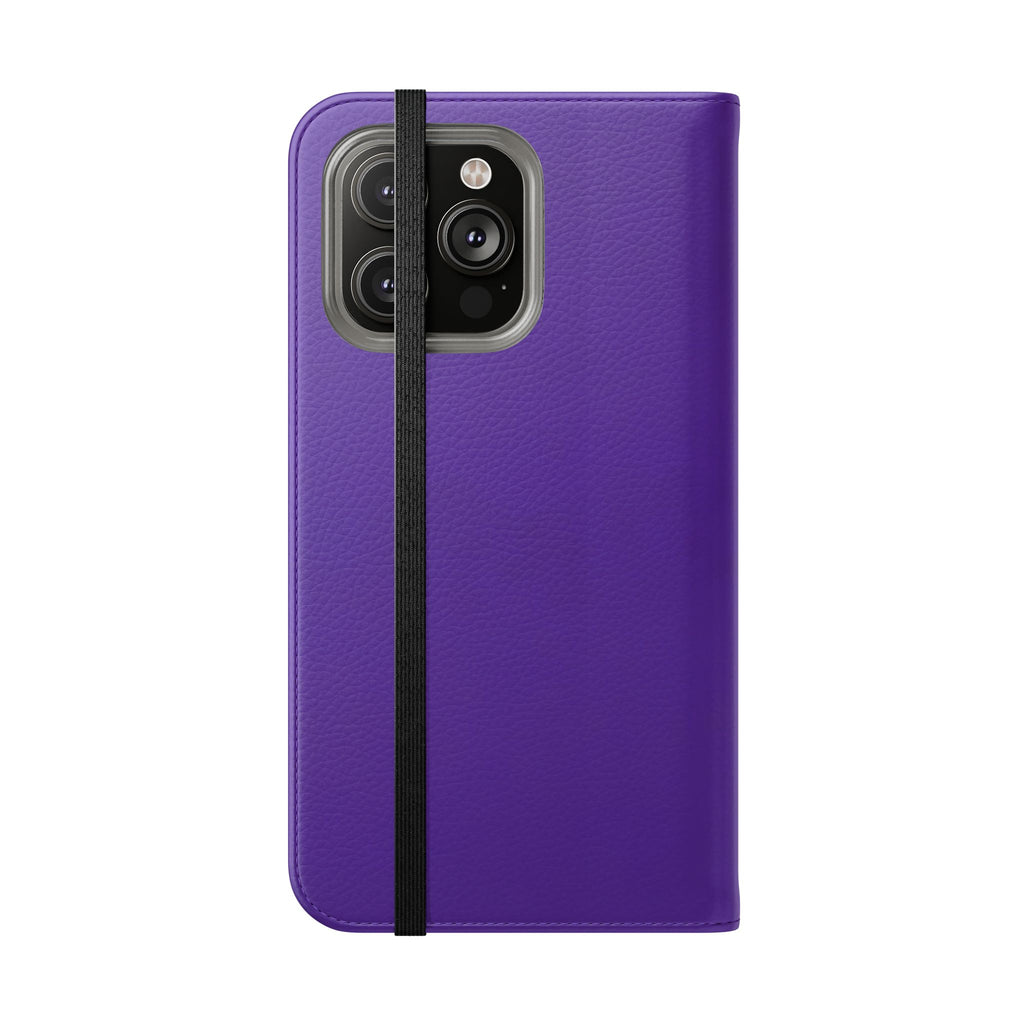 Purple Leather Flip Phone Case with Card Slots — Wallet Folio Case for iPhone
