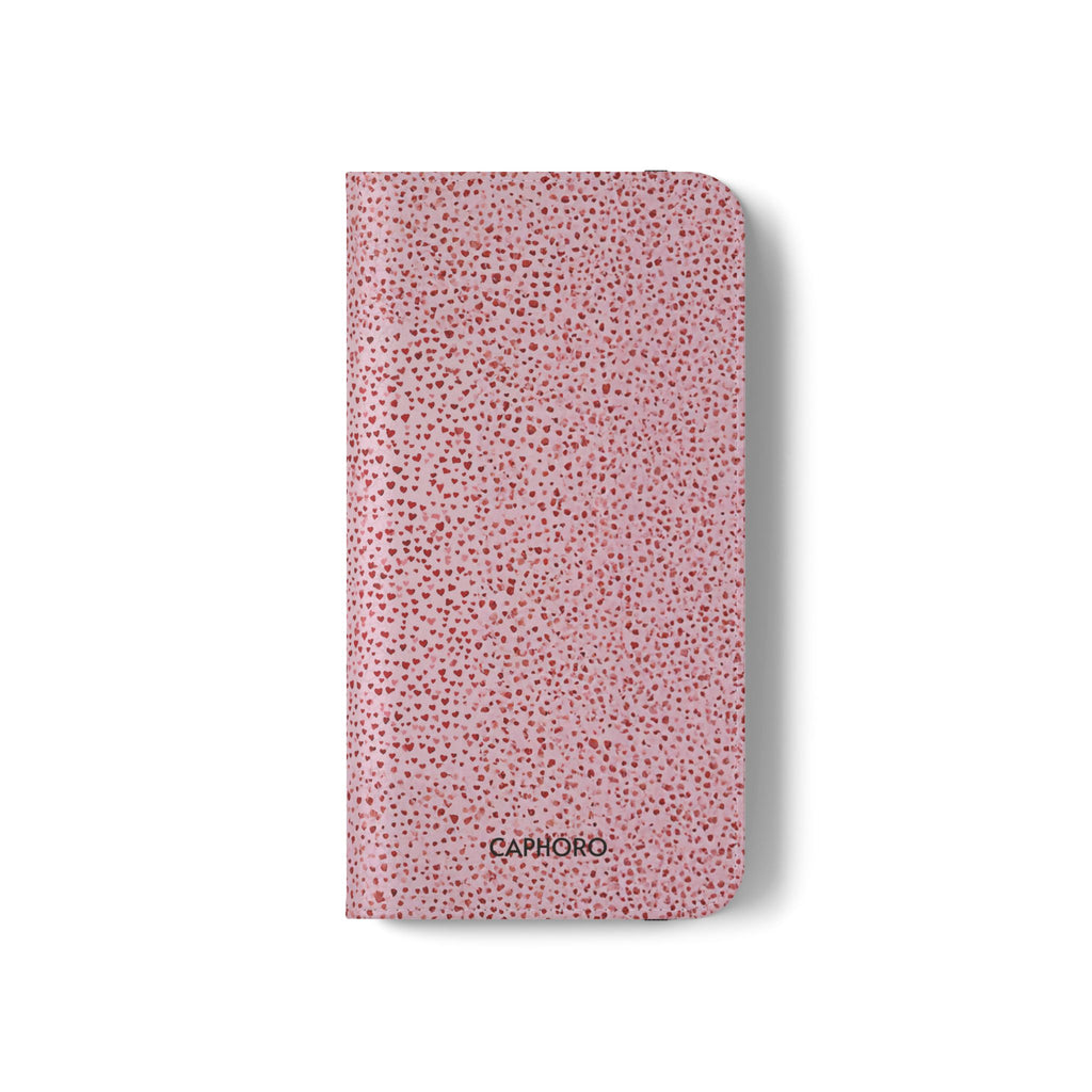 Pink Textured Leather Flip Phone Case – Card Slot Wallet Cover