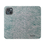 Marbled Teal Flip Phone Case — Textured Wallet Cover with Card Slots