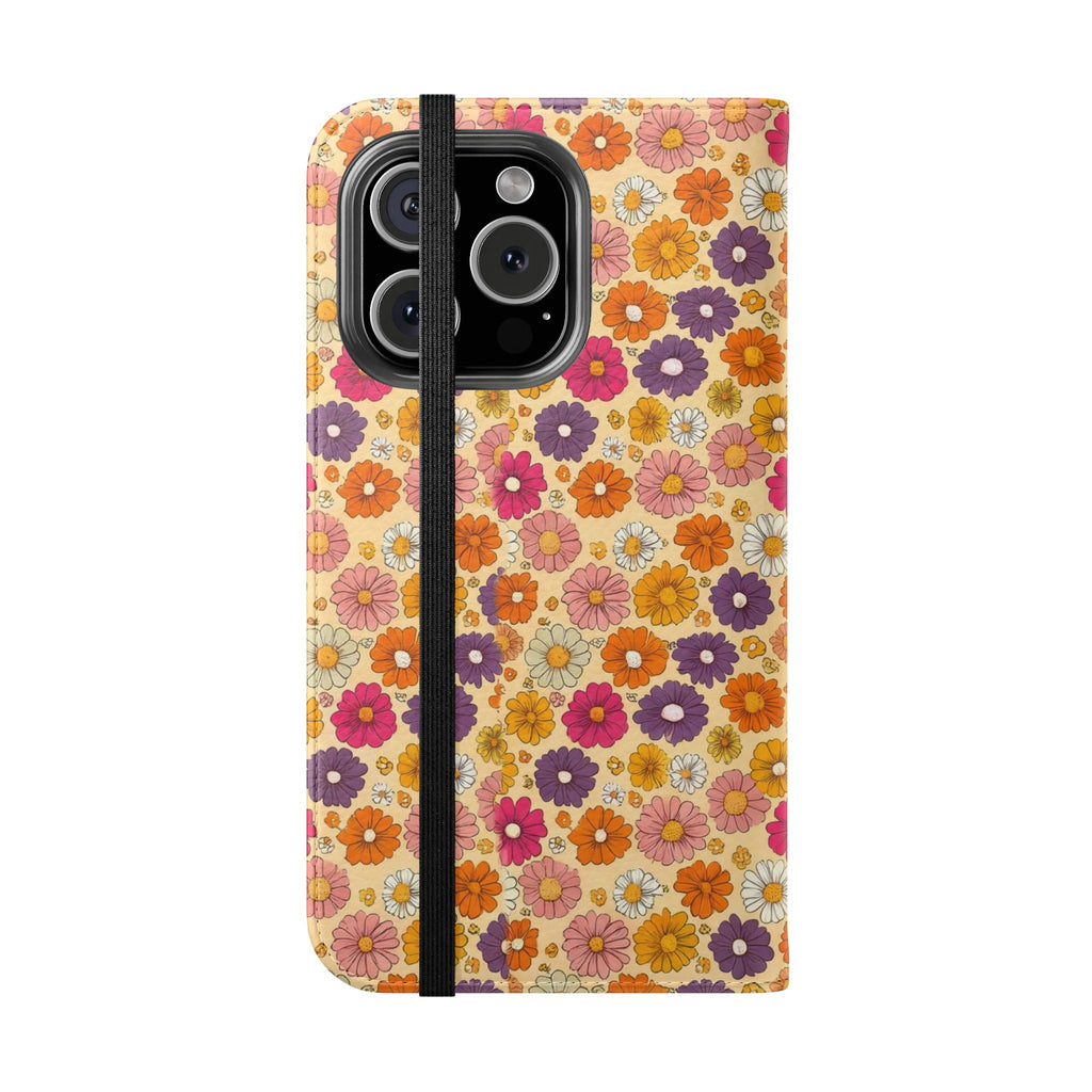 Retro Floral Flip Phone Case — Wallet Flip Case with Card Slots
