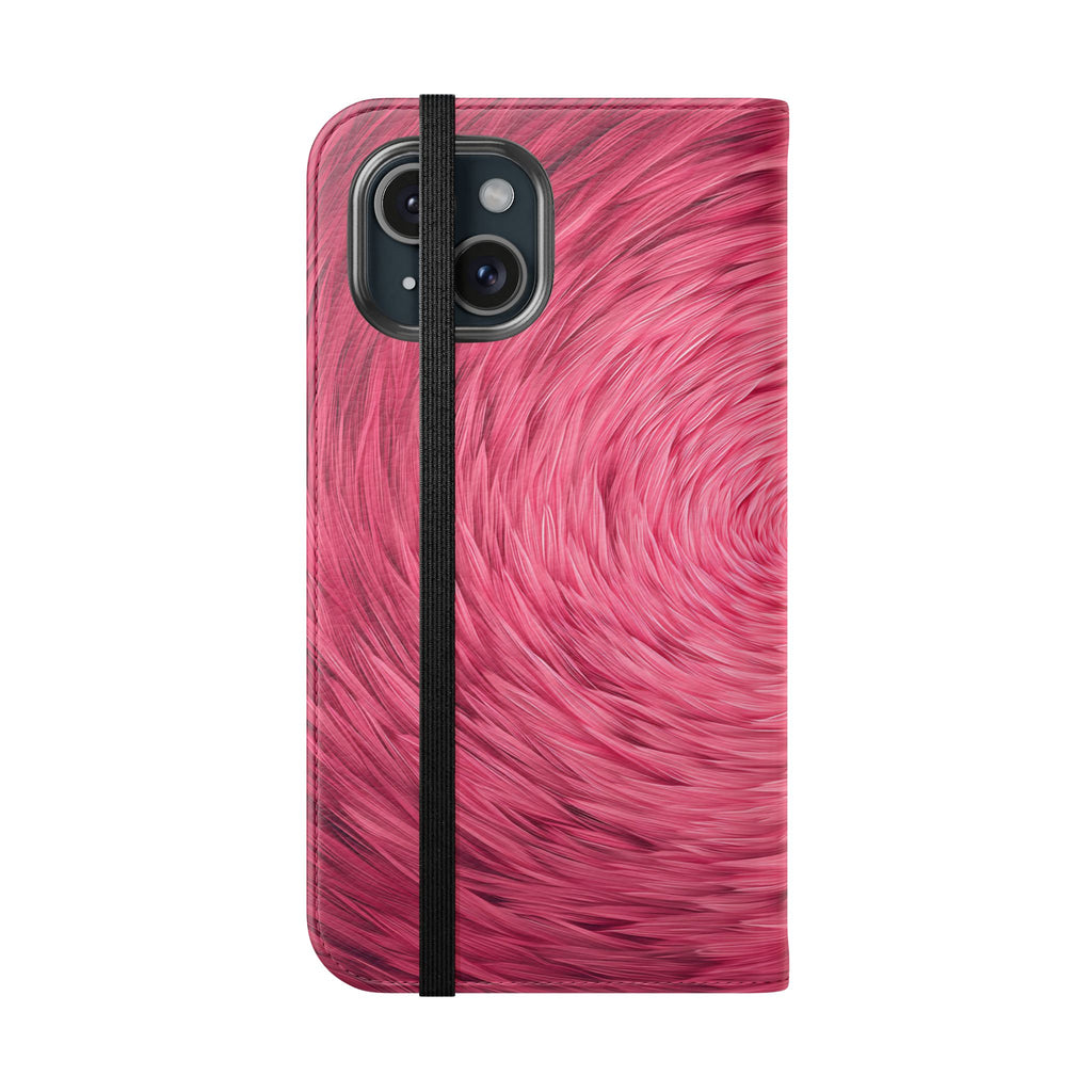 Pink Swirl Fur Flip Phone Case