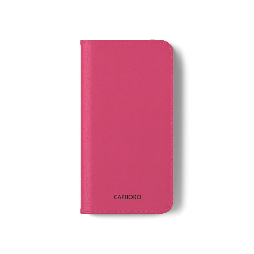 Pink Leather Flip Phone Case with Card Slots — Magnetic Wallet Cover