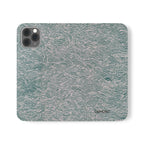 Marbled Teal Flip Phone Case — Textured Wallet Cover with Card Slots