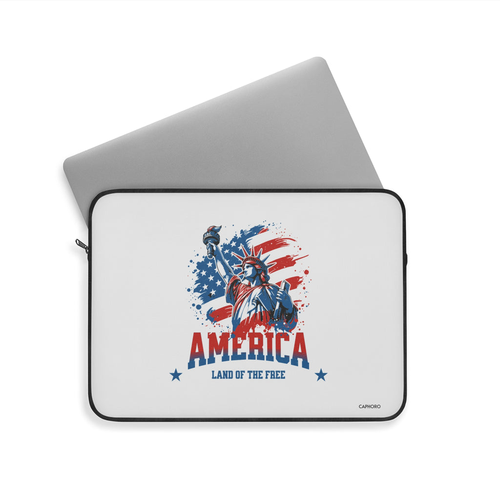 Patriotic America Laptop Sleeve – 'America: Land of the Free' Statue of Liberty Design