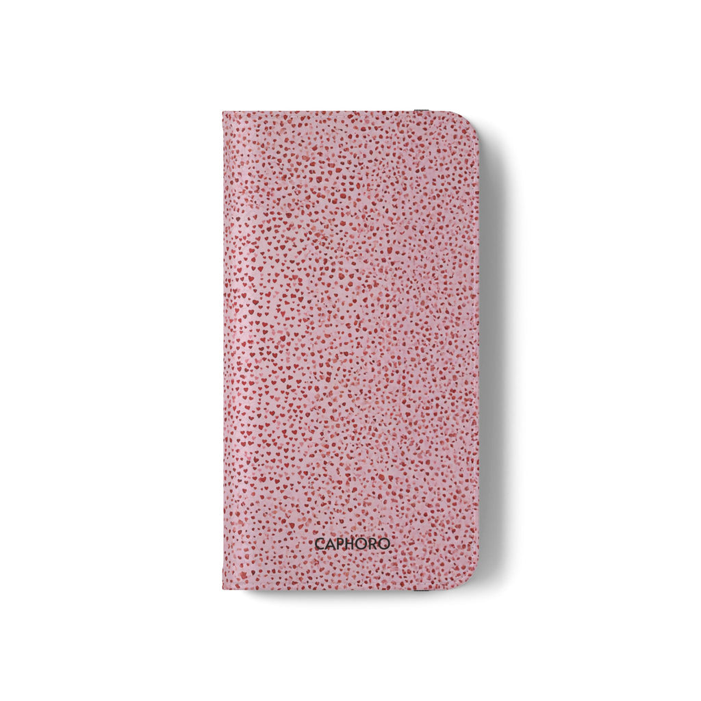 Pink Textured Leather Flip Phone Case – Card Slot Wallet Cover
