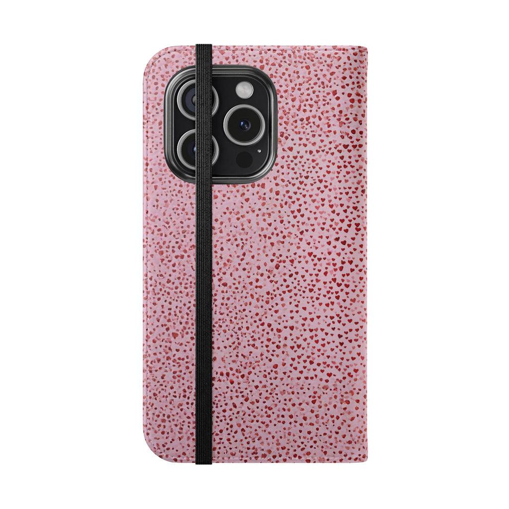 Pink Textured Leather Flip Phone Case – Card Slot Wallet Cover