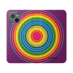 Flip Phone Case — Retro Rainbow Target Wallet Flip Case