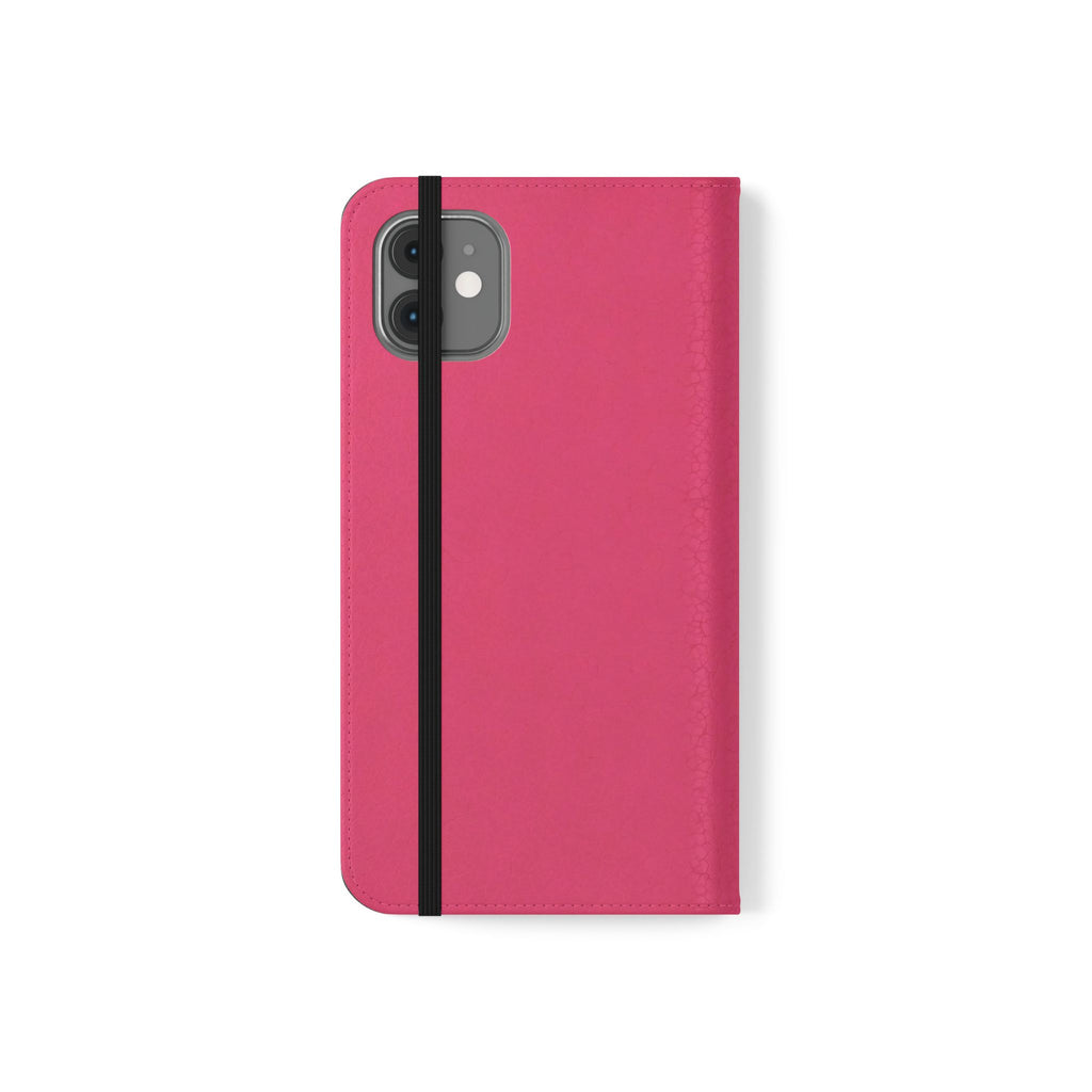 Pink Leather Flip Phone Case with Card Slots — Magnetic Wallet Cover
