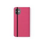 Pink Leather Flip Phone Case with Card Slots — Magnetic Wallet Cover