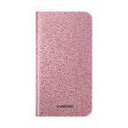 Pink Textured Leather Flip Phone Case – Card Slot Wallet Cover