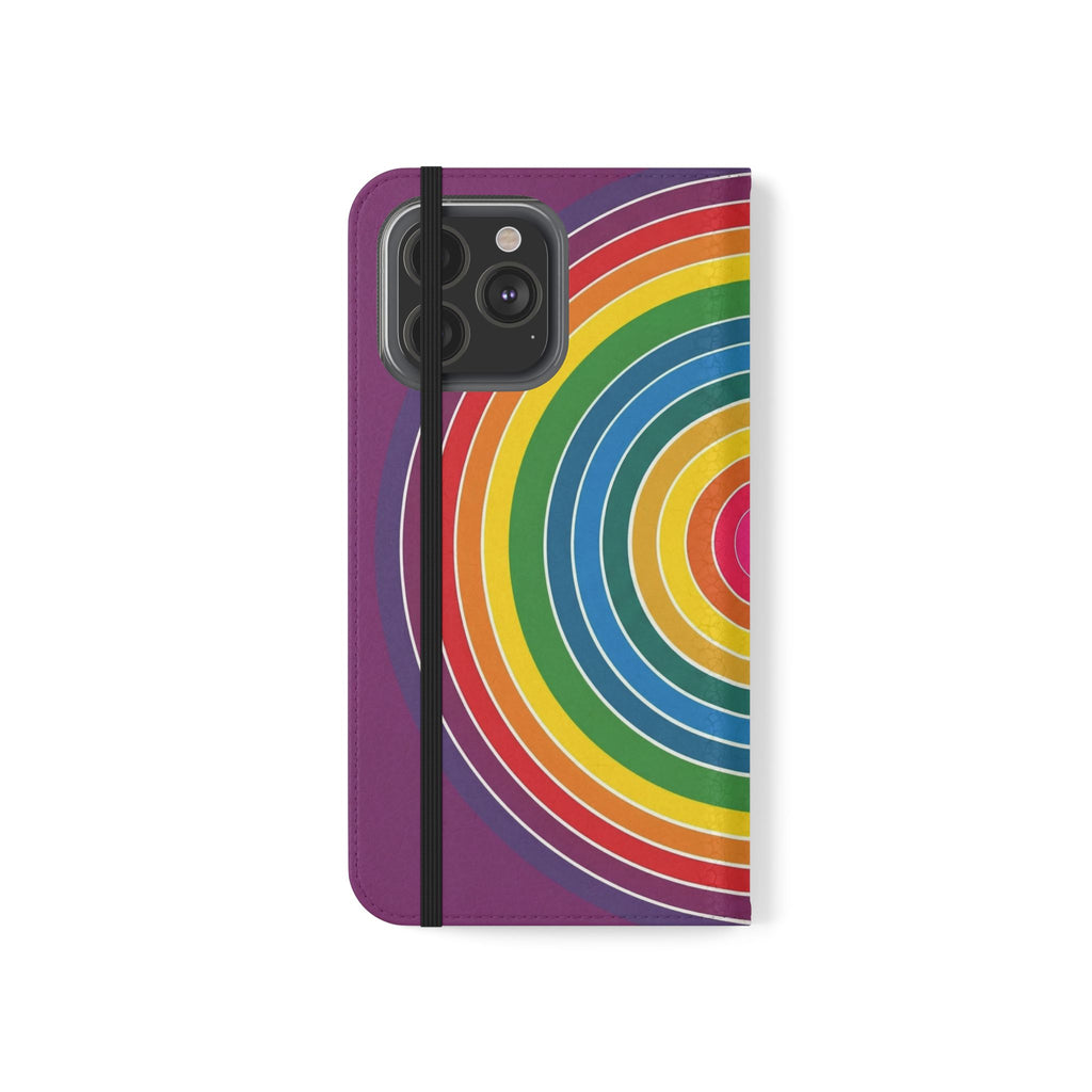 Flip Phone Case — Retro Rainbow Target Wallet Flip Case